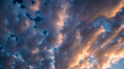 Poster - Dramatic sunset clouds with pink and blue hues, peaceful evening sky. Nature concept