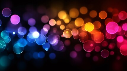 Poster - Colorful bokeh lights creating festive atmosphere on dark background