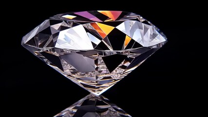 Wall Mural - shiny diamond on a black background, sparkling gemstone close-up.