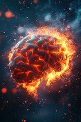 Poster - fiery brain surrounded by glowing energy effects