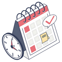 Poster - calendar with a checkmark on a date, and 3D illustration. icon isolated on white background