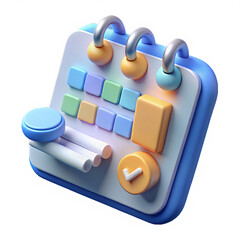 Leinwandbilder - A fun and modern 3D illustration of a planner or calendar, ideal for productivity apps