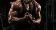 © Cloudy - Shredded Athlete Mid-Bicep Curl Under Spotlight