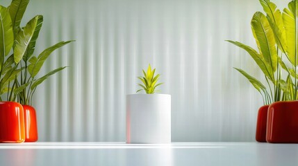 Poster - Fresh green plant in a decorative vase beautifully styled for charming home decor and aesthetic