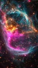 Wall Mural - vibrant nebula in deep space colorful cosmic dust and stellar field.