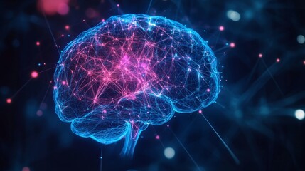 Poster - Illuminating abstract visualization of the human brain digital realm gigapixel artwork futuristic environment aesthetic perspective