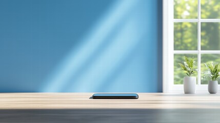 Aufkleber - Bright window with a lush green plant sitting on the sill enriching the indoor environment