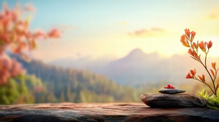 Poster - A rock surrounded by lush green plant life showcasing nature's resilience and beauty in detail