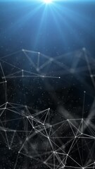 Poster - Abstract lines, nodes, dots and a flickering light evolving. Futuristic abstract technology composition.