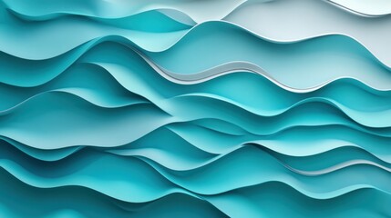 Poster - abstract teal waves background, 3d rendered fluid art texture.