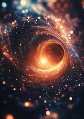 Wall Mural - captivating digital art of a cosmic wormhole with sparkling stars and bokeh lights