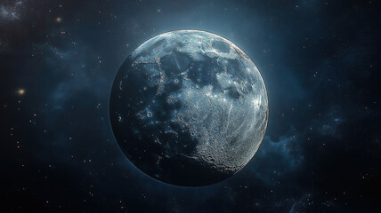 Wall Mural - beautiful close-up of waxing gibbous moon with clear details processed and captured by telescope