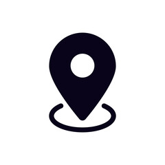 Poster - Simple black location pin icon used for indicating a place on digital maps. represents gps function.