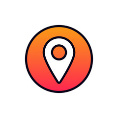 Poster - Vibrant gradient pin icon symbolizes location on digital maps, enhancing navigation app interfaces.