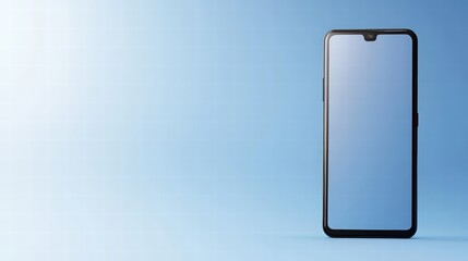 Poster - A sleek smartphone set against a bright blue background showcasing modern technology and design