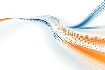 Fototapete - Abstract wave composed of blue and orange dots against a white background