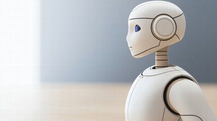 Poster - Impressive and sleek robot standing in an urban environment with a focus on its advanced features