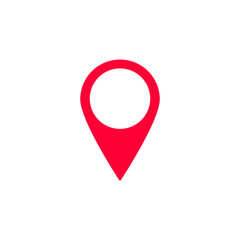 Poster - Bold, minimalist red location pin icon for maps or navigation app design.