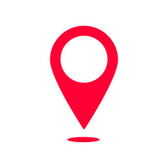 Poster - Red location pin icon with a circular center commonly used for maps or gps navigation purposes.