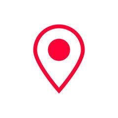 Poster - Simple red location pin icon for marking a specific place or destination on digital maps.