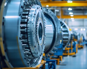 Poster - A close-up view of advanced turbine machinery in a modern industrial setting, showcasing intricate engineering and precision manufacturing processes.