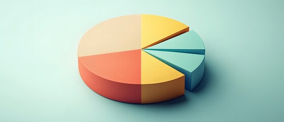 Poster - A colorful pie chart on a clean background, representing data distribution and analysis. The segments showcase different categories, ideal for presentations and business reports.