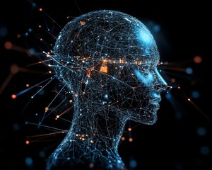Poster - technology AI abstract with black background