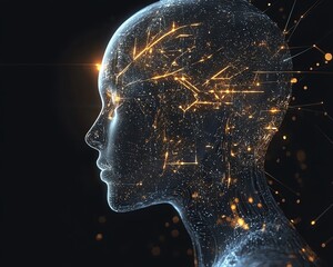 Poster - technology AI abstract with black background