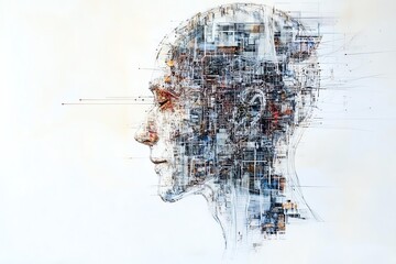 Poster - technology AI abstract with white background