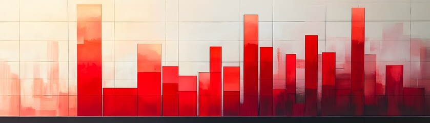 Poster - A vibrant abstract representation of data trends, showcasing red gradient bar graphs