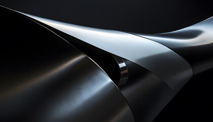 Poster - An abstract view of sleek, modern metallic surfaces that create a dynamic visual flow, showcasing elegance and contemporary design in a minimalist setting.