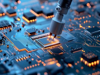 Poster - Close-up of a computer microchip circuit.