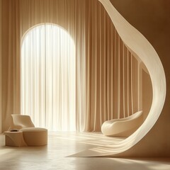 Poster - minimalist interior design with soft tones and surreal wall texture