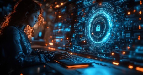 Poster - Cybersecurity Protection for Digital Business Online Privacy Data Security Network Defense Smart Software Cloud Security