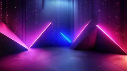 Poster - Futuristic Abstract Geometric Background with Neon Accents