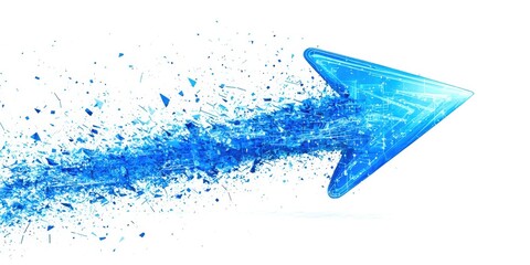 Wall Mural - a blue arrow is shown in a white background