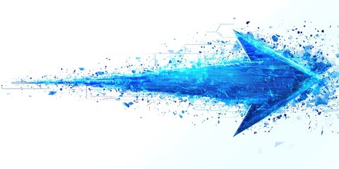 Wall Mural - A blue arrow is shown in a white background