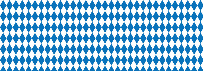 Diamond pattern background. Bavarian Oktoberfest seamless pattern with blue and white rhombus. Geometric squares pattern. Flag of Bavaria Oktoberfest blue checkered background. Harlequin pattern
