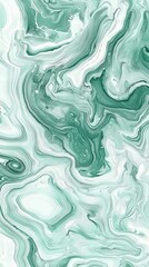 Poster - Fluid acrylic painting technique creates a mesmerizing marble effect with swirling patterns of green and white, resembling a precious stone or an abstract landscape