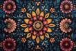 © Anha - Dark floral mandala painting vibrant flowers intricate design