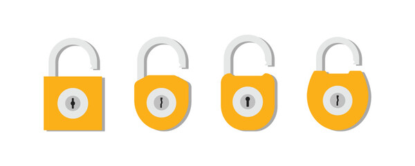 Fototapete - Lock icon set. Padlock open and closed. Locked and unlocked icon. Security symbol. Vector illustration.