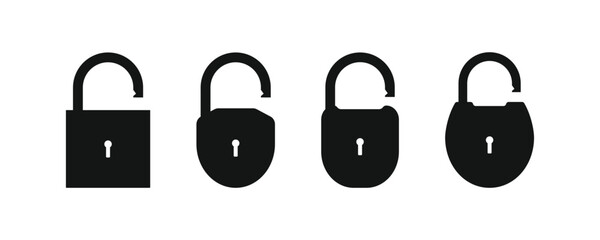 Fototapete - Lock icon set. Padlock open and closed. Locked and unlocked icon. Security symbol. Vector illustration.