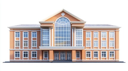 Aufkleber - A beautifully designed educational structure stands tall with its expansive glass front capturing the amber light of dusk