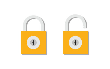 Fototapete - Lock icon set. Padlock open and closed. Locked and unlocked icon. Security symbol. Vector illustration isolated on white background.