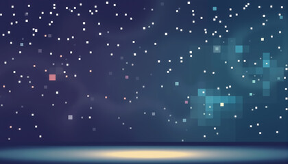 Aufkleber - Pixelated starry night featuring celestial array of glowing white squares against dark blue