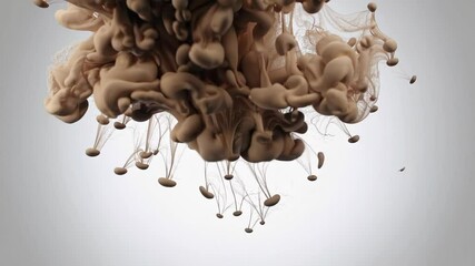 Poster - Fluid beige ink swirling underwater, abstract art with flow and motion. Creative concept