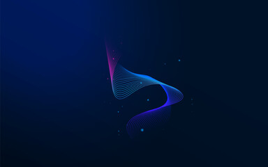 Fototapete - Abstract wave lines dark background design illustration curve motion