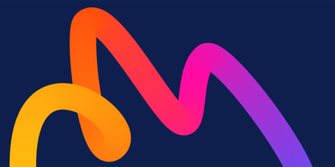 Wall Mural - wavy gradient shapes on dark background. background with colored squiggles gradient lines design for