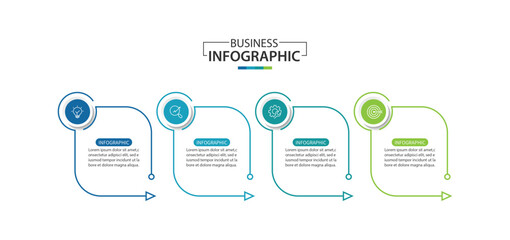 Wall Mural - business infographic template. 4 step timeline journey. process diagram, infographic elements vector