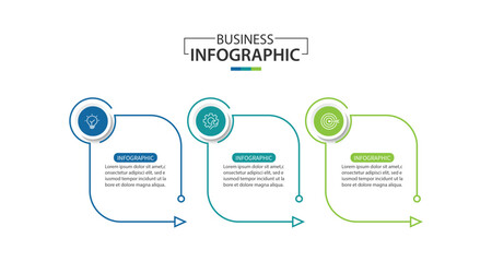 Wall Mural - business infographic template. 3 step timeline journey. process diagram, infographic elements vector